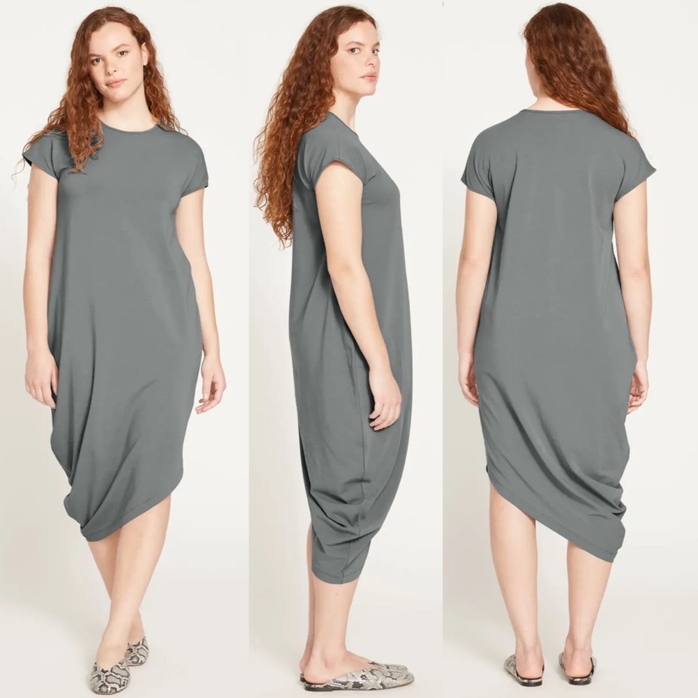 UNIVERSAL STANDARD gray asymmetrical Geneva midi dress 4XS